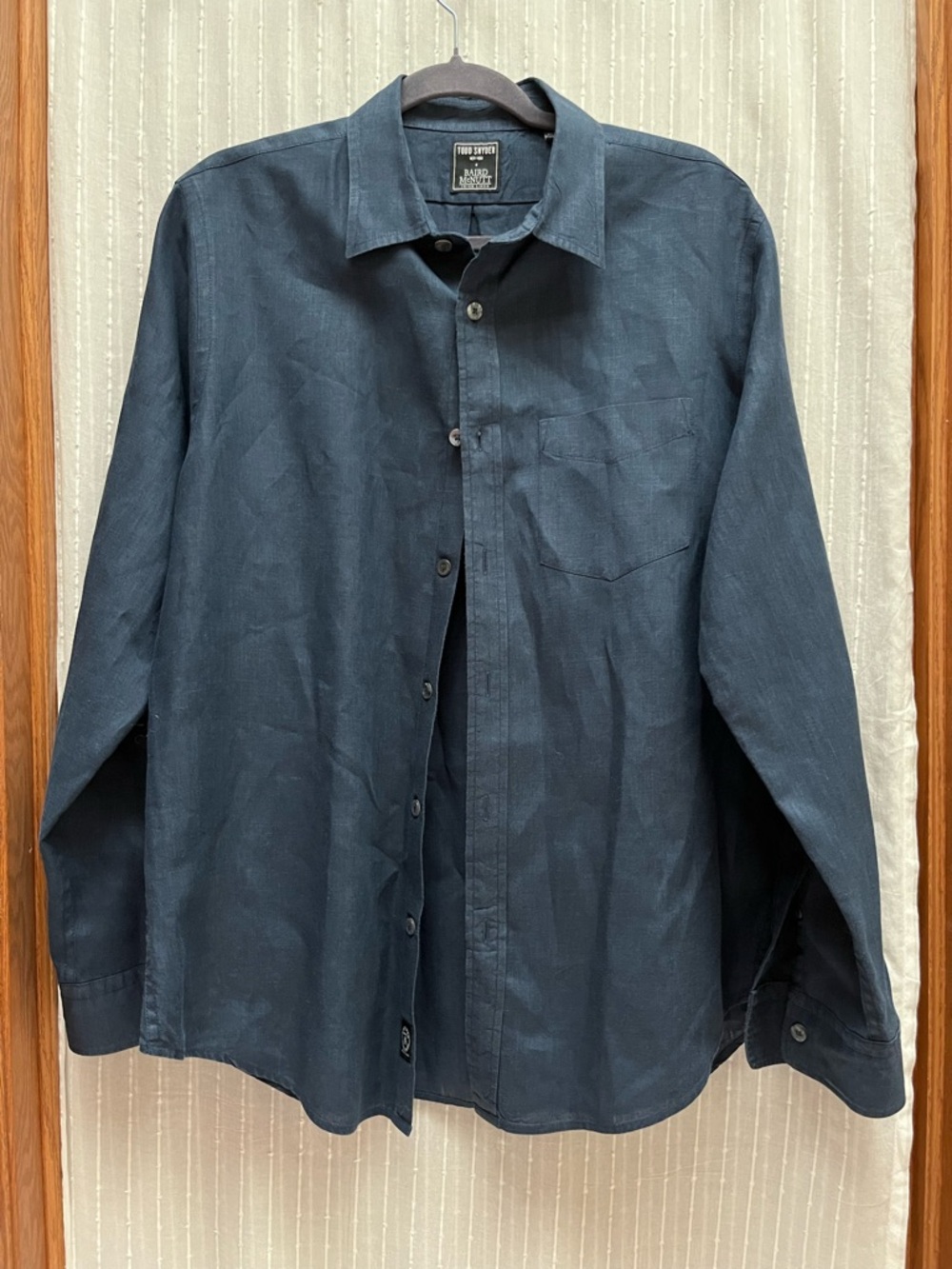 Todd Snyder Slim Sea Soft Irish Linen Point Collar Shirt Size L